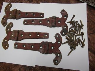 Vintage Salvaged 8 " Solid Brass Ornate Hinges - - Gothic Look - - W/screws - Steampunk