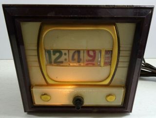 Vintage Tv Model Tele - Vision Clock Corp Television Shape Rotating Numbers 1956