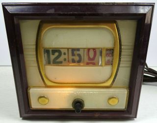 Vintage TV Model Tele - vision Clock Corp Television Shape Rotating Numbers 1956 2