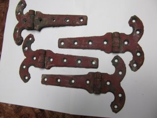 Vintage Salvaged 8 " Solid Brass Ornate Hinges - - Gothic Look - - - Steampunk