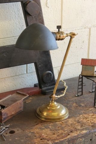 Vintage Antique Industrial Faries Brass Desk Lamp Light 1920s OC White Era 3