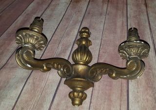 Vintage French Rococo Wooden Carved Gilt Wall Light 2 Arm Sconce