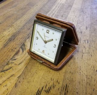 Vintage Semca 7 Jewels Wind - Up Travel Alarm Antique Retro Clock & Case ☆swiss