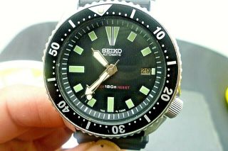 Mens 42mm Seiko 150m Automatic Classic Mod 7002 - 7001 Black Diver Vintage 1991