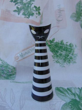 Vintage Hungarian Zsolnay Porcelain Very Rare Art Deco Black White Cat Vase