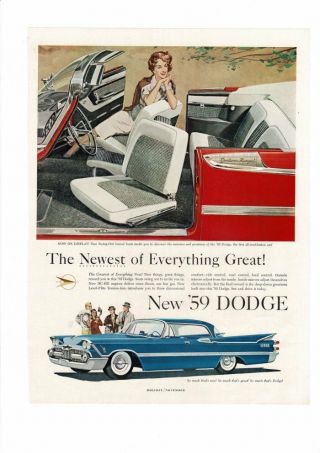 Vintage 1959 Dodge Car Automobile Sedan Comfort Beauty Convertible Ad Print