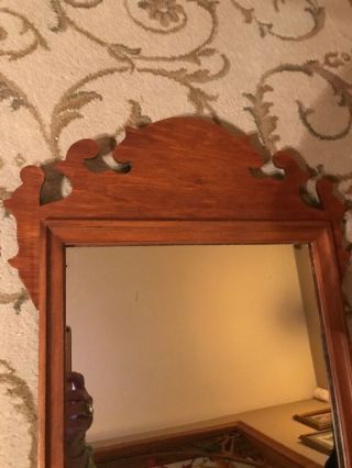 Large Antique Mahogany Wall Mirror Solid Wood Vtg Old Ornate Detail