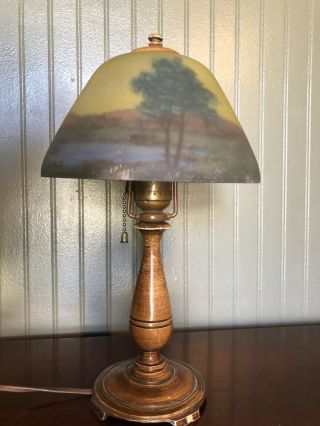 Vntg Moe Bridges Reverse Painted Shade Table Lamp Light Circa 1920’s