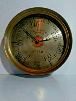 Vintage Antique Ashcroft General Electric Steam Gauge Steampunk Clock 10 1/4 "