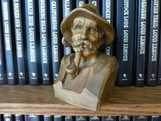 Antique Tyrol Austrian Black Forest Wood Carved Man With Pipe Austria 1938 Or 58