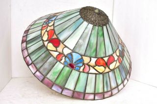 Tiffany Style Lamp Shade Intricate Detailed Stained Glass 17.  5 " Shade Only Green