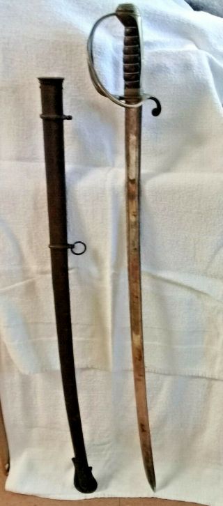 Rare Antique N.  P.  Ames Model 1833 Dragoon Sword,  Dated 1836 With Scabbard