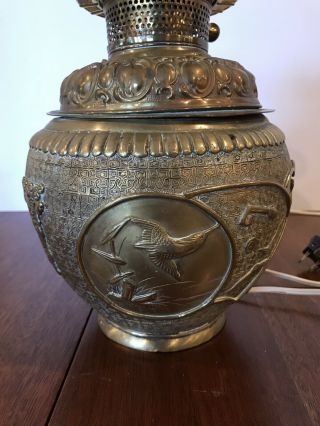 Antique Bronze/brass Converted Oil Lamp 2