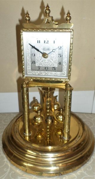 Old German Brass Kundo Rare Square Dial 400 Day Anniversary Mantel Clock