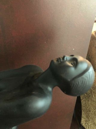 Art Noveau Black Resin Nude Naked Posing Woman Glass Globe Light Table Lamp