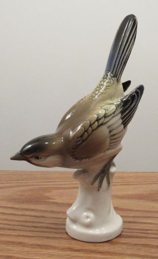 Vintage Volkstedt Germany Painted Porcelain Bird Figurine 6.  75”