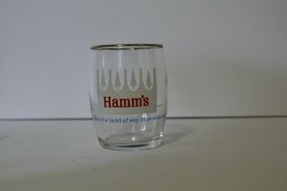 Vintage Hamms Beer Glass Tumbler 3 Inches Tall Gold Rim