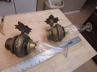Pair Antique Adams And Westlake Oil Lamp Sconce Bracket Brass (railroad?)