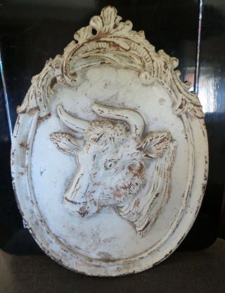 Vintage Dimensional Bull Cast Iron Wall Plaque