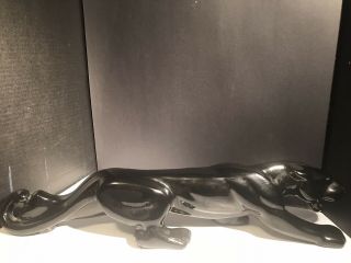 Vintage Mid Century 25” Black Panther Modern Art Deco Ceramic Table Figure