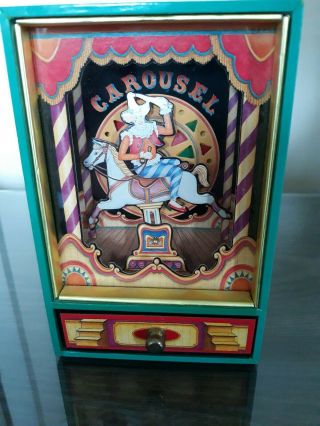 1993 Carousel Animated Music Box Koji Murai Fantastic Clown Circus Moon River