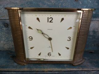 Vintage Alarm Clock Semca 7 Jewels 8 Day Swiss Made Desk Alarm Clock