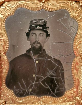 Civil War Soldier Ambrotype Photograph Of Union Man Ninth Plate