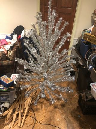 Vintage Peco Deluxe Aluminum Christmas Tree 6 Ft Pom Pom Branches W/ Box