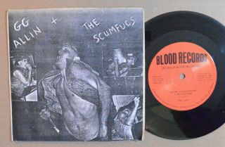 Punk 7 " 45 - Gg Allin,  The Scumfucs - S/t Ep 1983 Blood Records Vg,  Hear