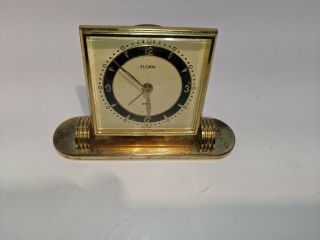 Vintage Florn Art Deco Desk Top Alarm Clock.  Made In Germany Swivels 3.  5 " X 4 "