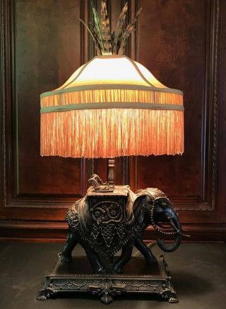 Theodore Alexander Bronze Elephant Table Lamp