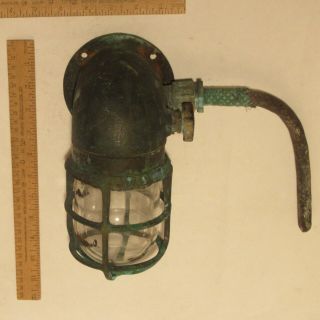 R & S Co Brass Caged Safety Light - Nautical - With Marked Glass Globe