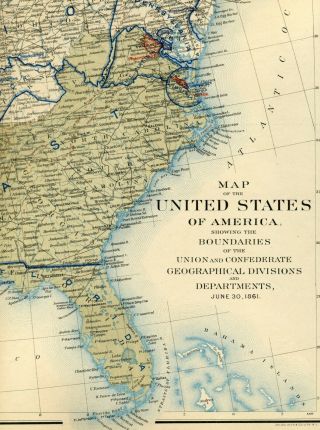 CIVIL WAR ATLAS MAP: UNITED STATES,  CONFEDERATE STATES June 30,  1861 2