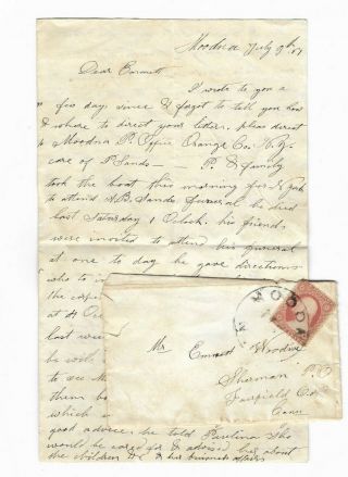 Antique 1861 Manuscript Letter Handwritten Civil War Content W/ Stamp Moodna Ny