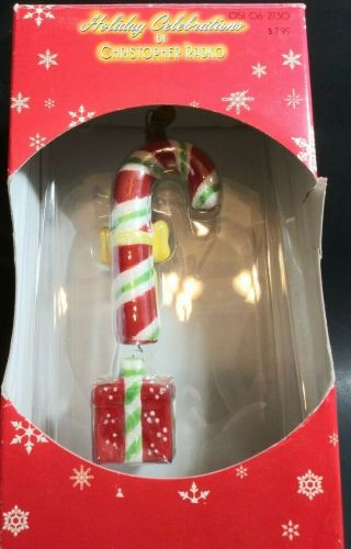 Christopher Radko Holiday Celebration Christmas Ornament Candy Cane Present