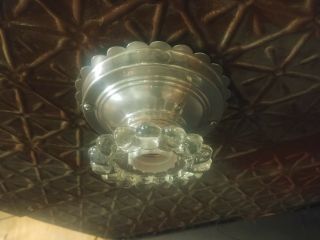 Vintage Art Deco Metal & Glass Flush Mount Ceiling Light Fixture Hallway Close 3