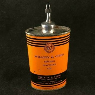 Vintage Willcox & Gibbs Oil Lead Top Handy Oiler Rare Old Advertising Tin Can