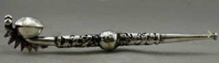 Collectible Decorated Handwork Tibet Silver Carved Dragon Smoking Pipe A02