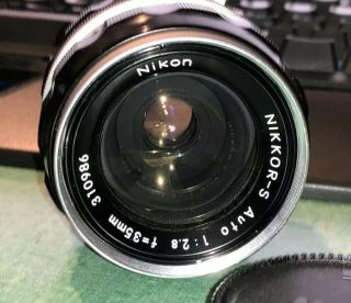 Exc Vintage 35mm F/2.  8 Lens Nikkor - S Auto Non Ai Fits Nikon F Or D800 D850