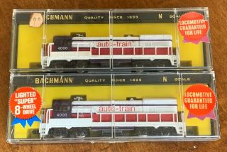 Set Of Two (2) Vintage Powered Bachmann N - Scale Auto - Train Ge U - 36b Locomotives