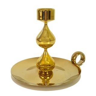 Vintage Mid - Century Danish Modern Teardrop Gold Candle Holder Hugo Asmussen
