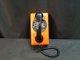 Vintage Rotary Dial Wall Phone Orange & Black 554 Frankenphone (ph - 62)