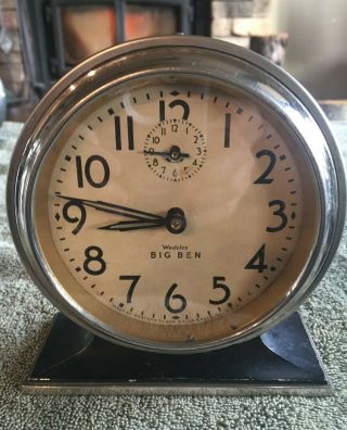 Vintage Westclox Big Ben Style 3 Alarm Clock Silver 30 
