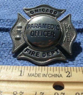 Vintage Chicago Fire Dept Paramedic Officer Fireman Firefighter Hat Badge