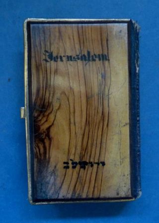 " Jerusalem " Olivewood Book Covers On Bible - Late 19th Century