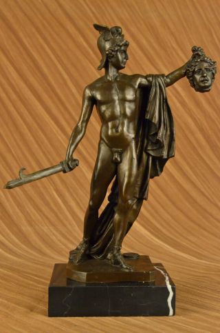 Vintage Bronze (nude) Perseus Beheads Madusa Statue Greek Mythology Patina