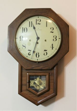 Vintage Hamilton Regulator Key Wind 31 Day Wall Clock - 351 - 030 A