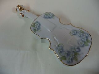 Vntg Porcelain Jewelry/trinket Or Treasures Violin Hand Painted Signed R Cossing