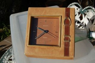 Vintage Gucci Leather Case Clock Home Decor Gg Table Top Shelf Mantle