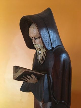 Vintage Hand Carved Wooden Priest Dominican Monk Praying Religious Holy Statue